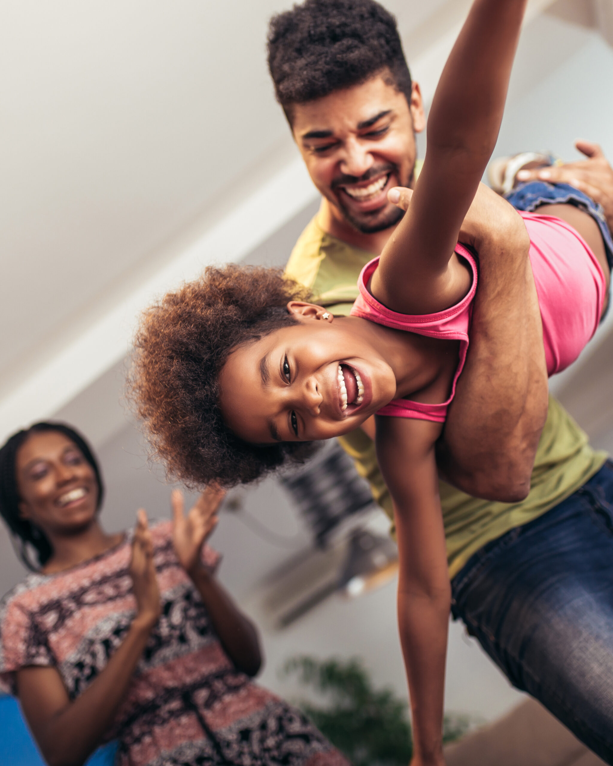 Family having fun spending time together at home