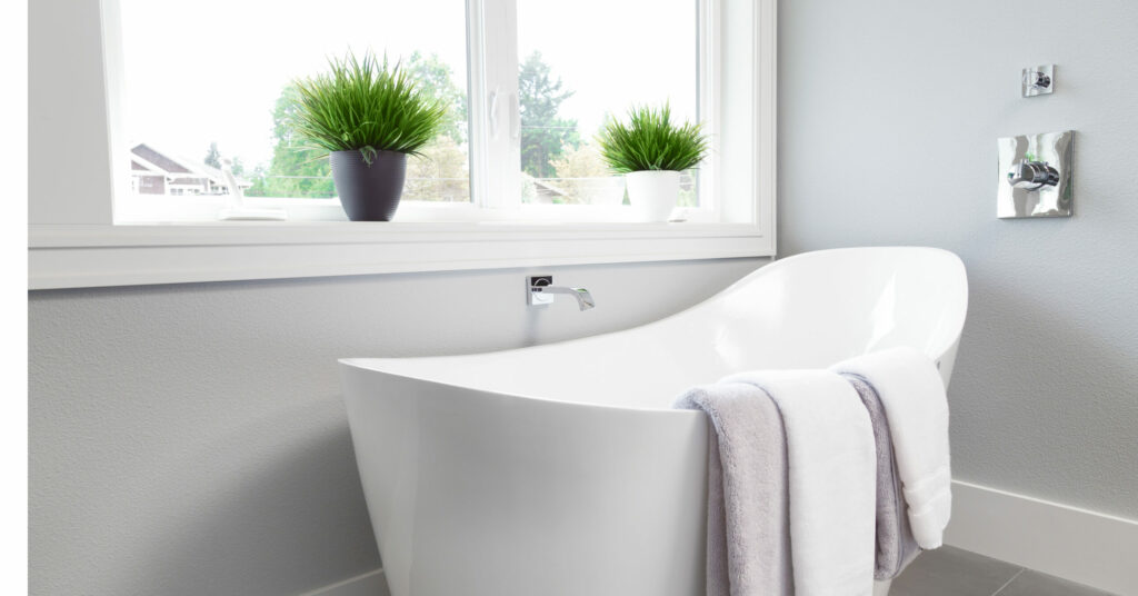 Bathtub in master bathroom in new luxury home
