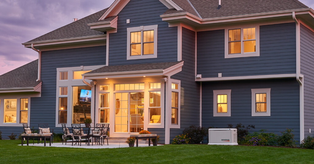 Generator installation outside well lit home