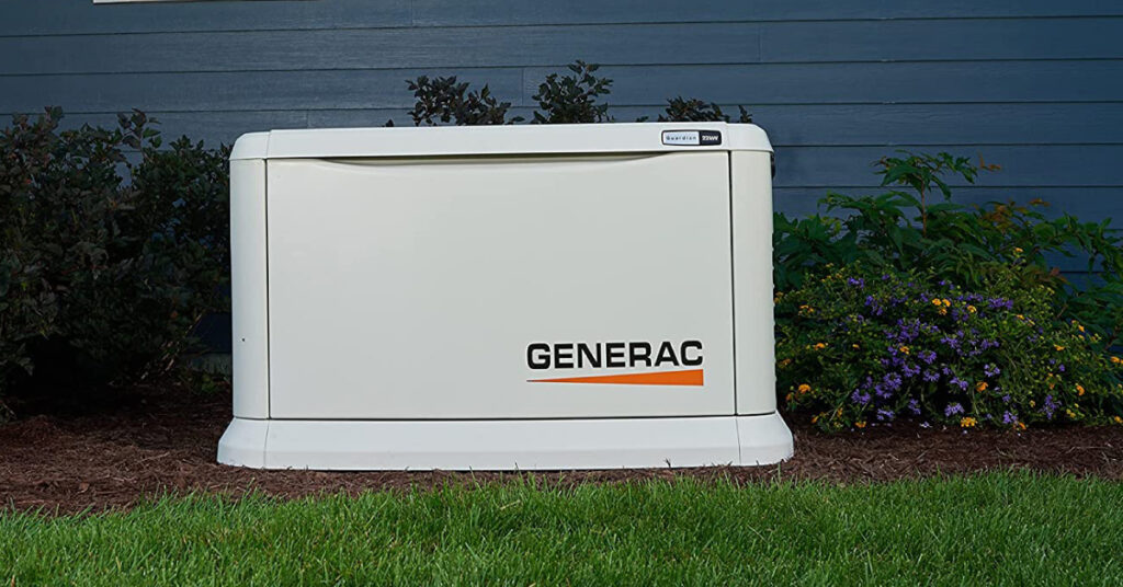 Generac standby generator installed beside home