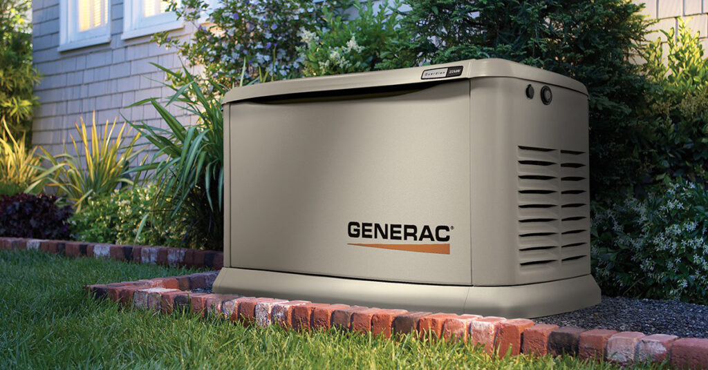 Generac generator installation in a yard
