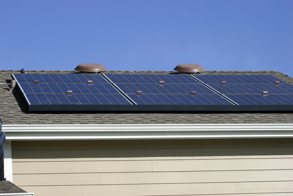 Solar panels on the roof of a house