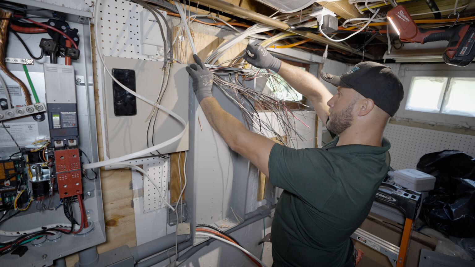 Universe electrician sorting through wires