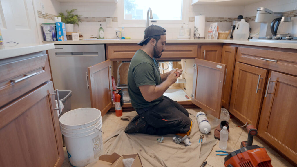 Plumbing repair on kitchen sink