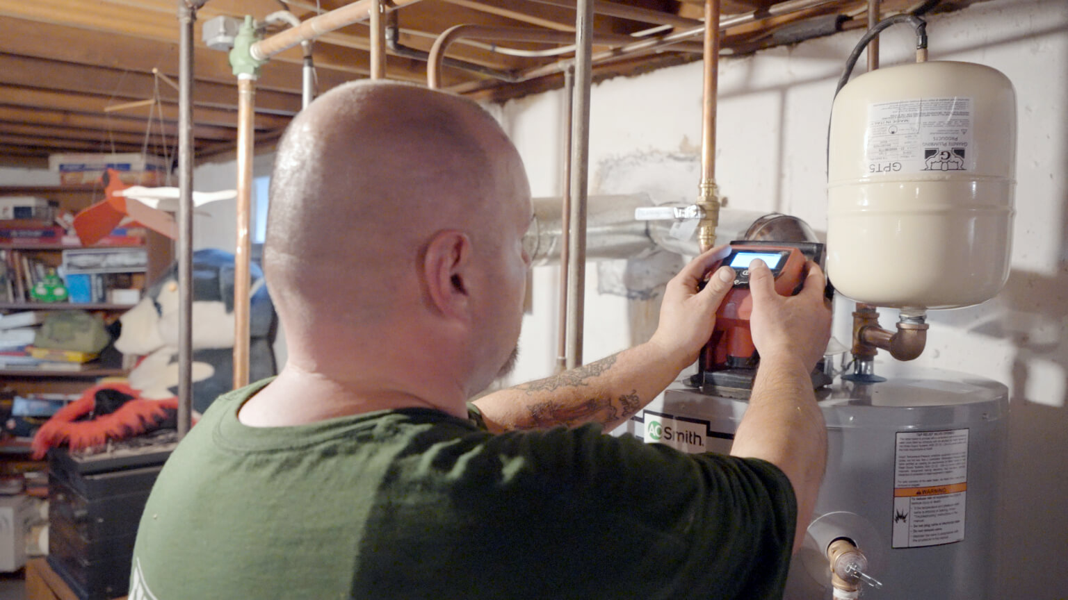 Electrician performing residential electrical safety inspection